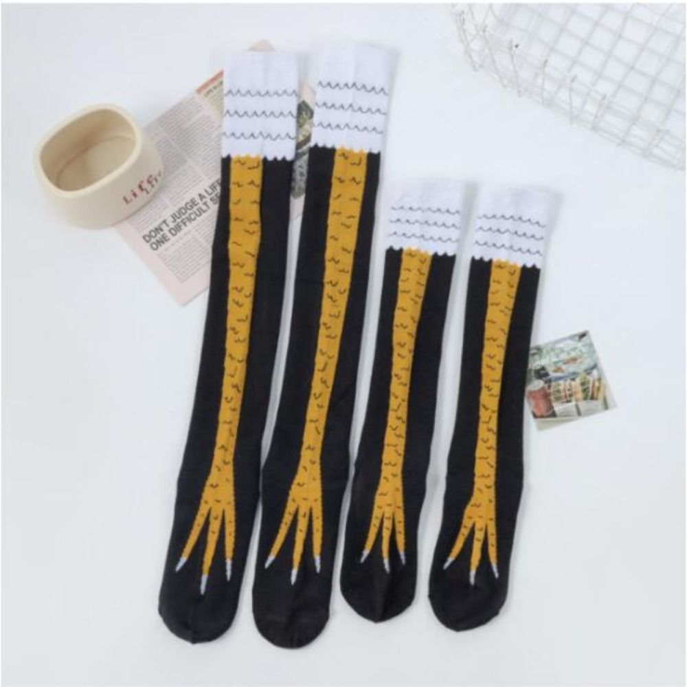 Funny Chicken Leg Socks - ถุงเท้ายาวเหนือเข่าทำจากผ้าฝ้ายแนวสตรีทถุงเท้าแบบเท้าไก่มีถุงเท้ากันกระแทกระบายอาราจูกุแนวสตรีทถุงเท้ายาว3D
