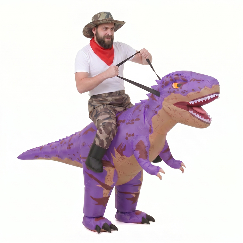 ชุดไดโนเสาร์เป่าลมลายพรางสีม่ว - Inflatable Dinosaur Costume Adult บทวิจารณ์และราคา