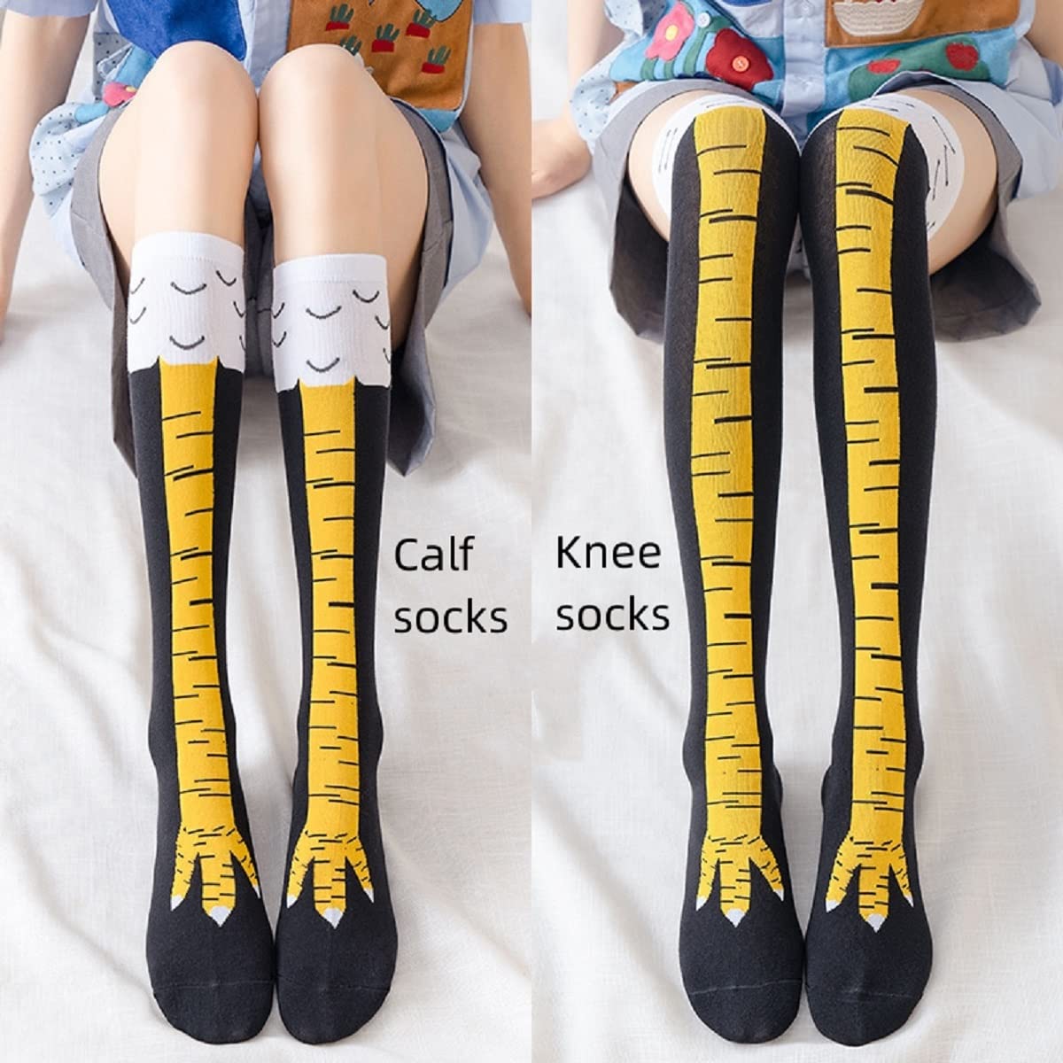 ผู้หญิงต้นขาสูงถุงน่องไก่พิมพ์ - Funny Chicken Leg Socks บทวิจารณ์และราคา