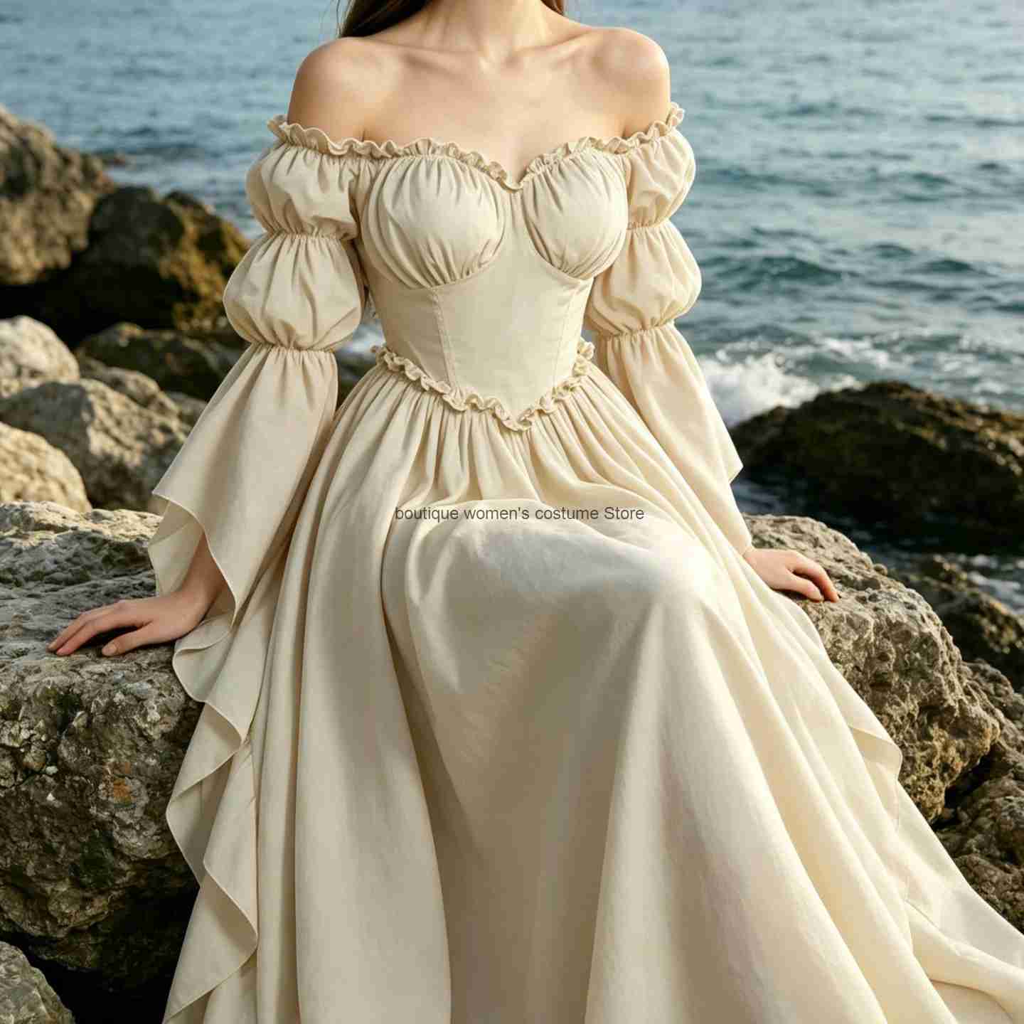 ชุดเดรสยาวสไตล์ยุคกลางและยุคฟื - Medieval Renaissance Dress Women บทวิจารณ์และราคา
