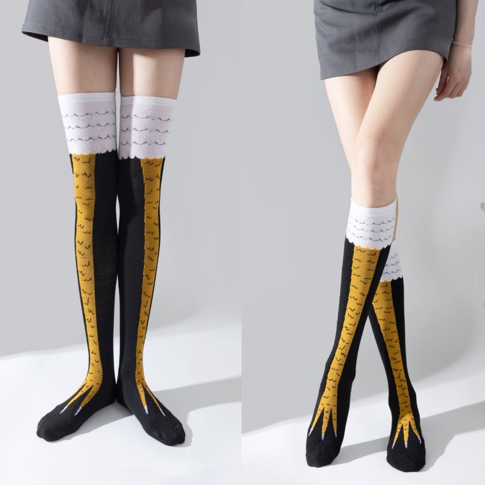 ถุงเท้ายาวเหนือเข่าทำจากผ้าฝ้า - Funny Chicken Leg Socks บทวิจารณ์และราคา