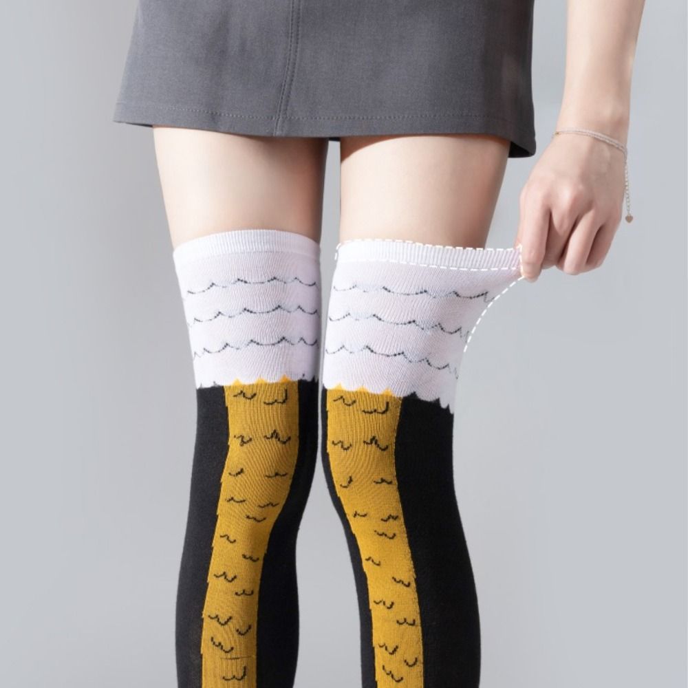 ถุงเท้ายาวเหนือเข่าทำจากผ้าฝ้า - Funny Chicken Leg Socks บทวิจารณ์และราคา
